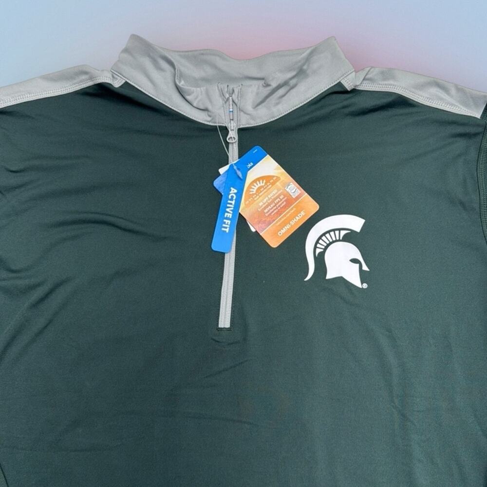MICHIGAN STATE SPARTANS MEN’s XL Green COLUMBIA  1/4 Zip Performance Pullover